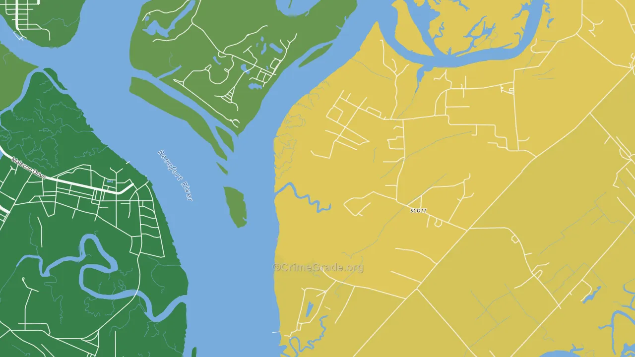 Parris Island, SC Map of Burglary Rates