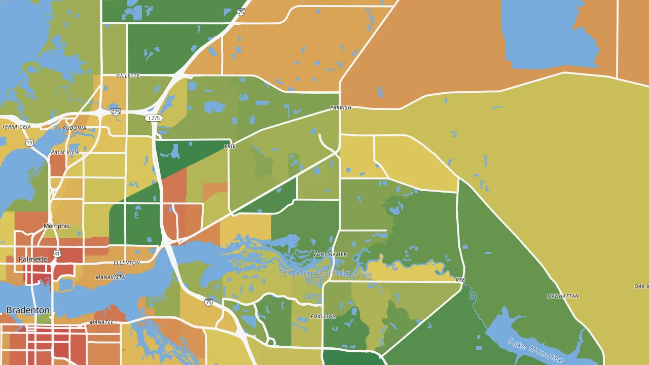 Parrish, FL Map of Burglary Rates