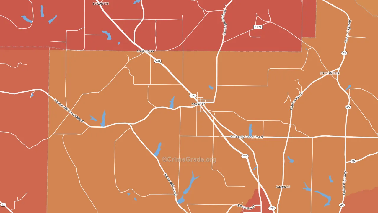 Parrott, GA Map of Burglary Rates