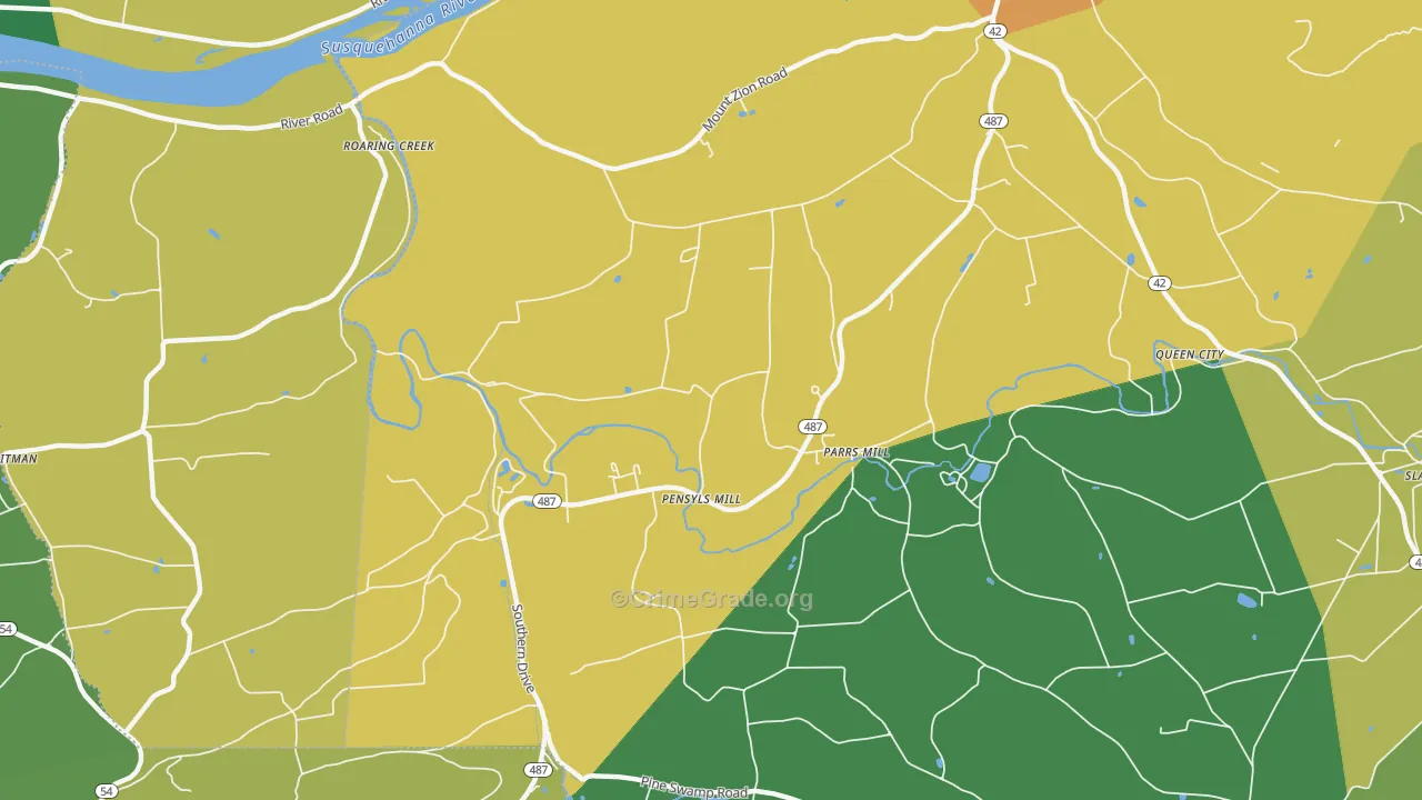 Parrs Mill, PA Map of Burglary Rates