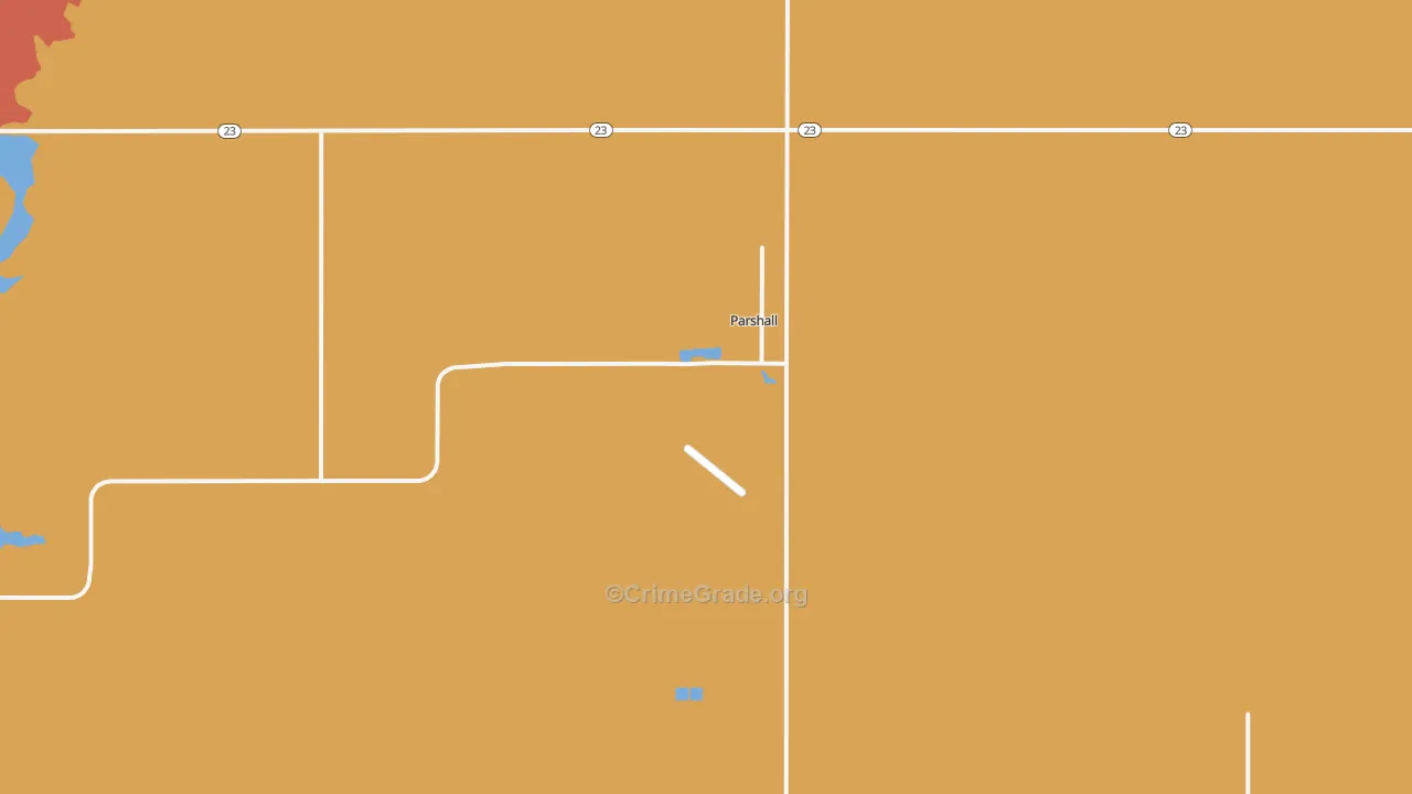 Parshall, ND Map of Burglary Rates