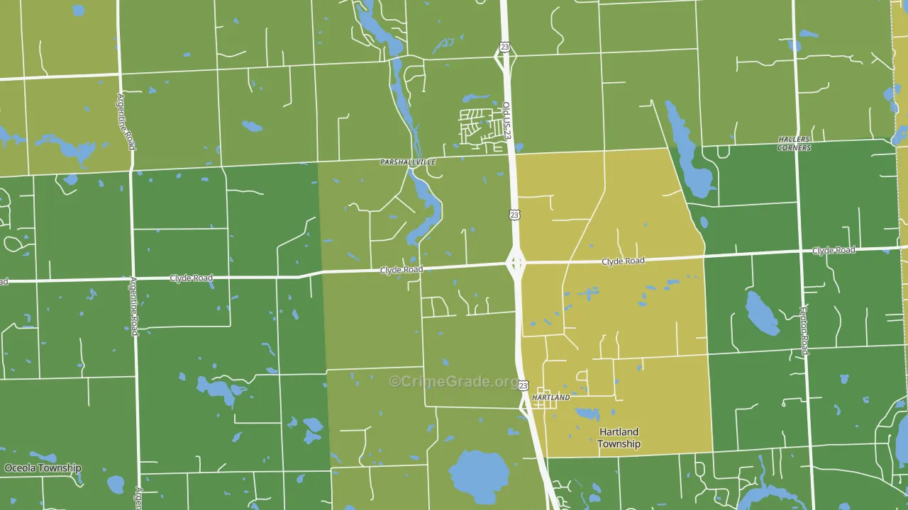 Parshallville, MI Map of Burglary Rates