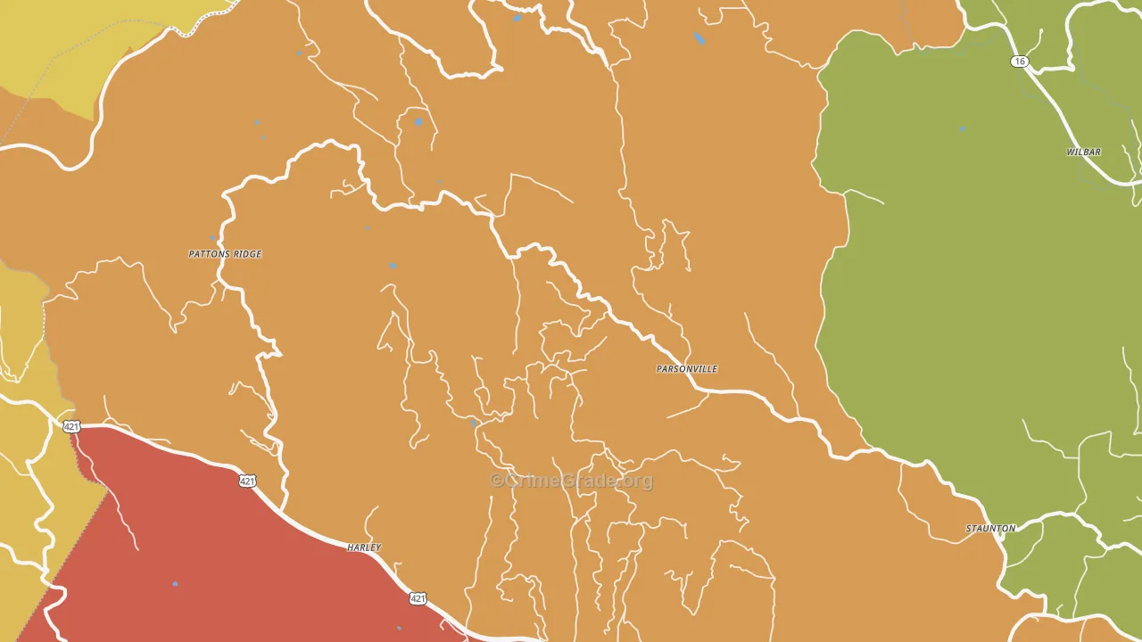 Parsonville, NC Map of Burglary Rates