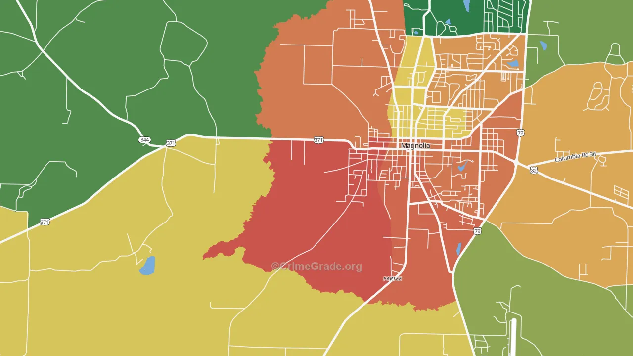 Partee, AR Map of Burglary Rates