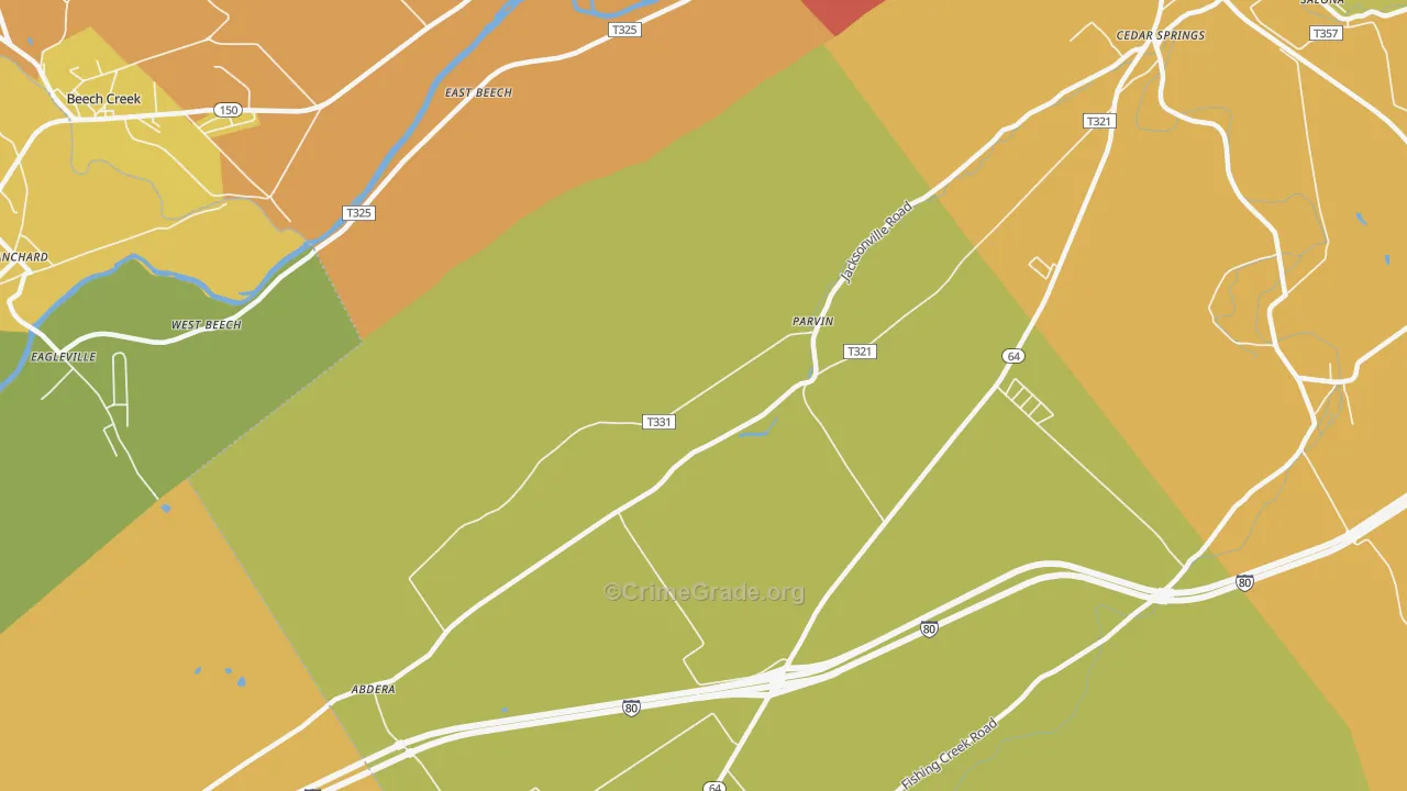 Parvin, PA Map of Burglary Rates