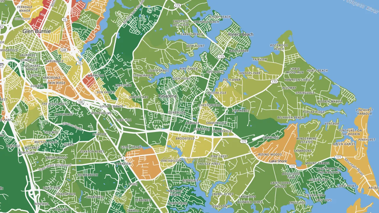 Pasadena, MD Map of Burglary Rates