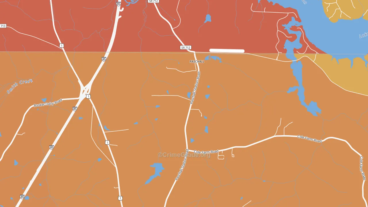Paschall, NC Map of Burglary Rates