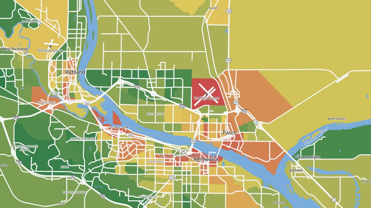 Pasco, WA Map of Burglary Rates