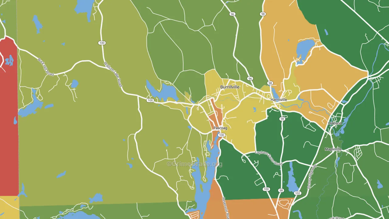 Pascoag, RI Map of Burglary Rates