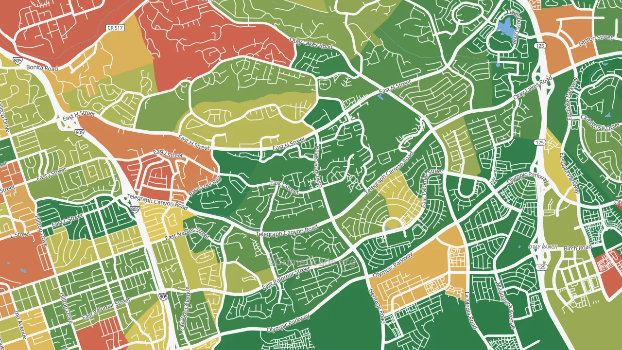 Paseo Ranchoero, Chula Vista, CA Map of Burglary Rates