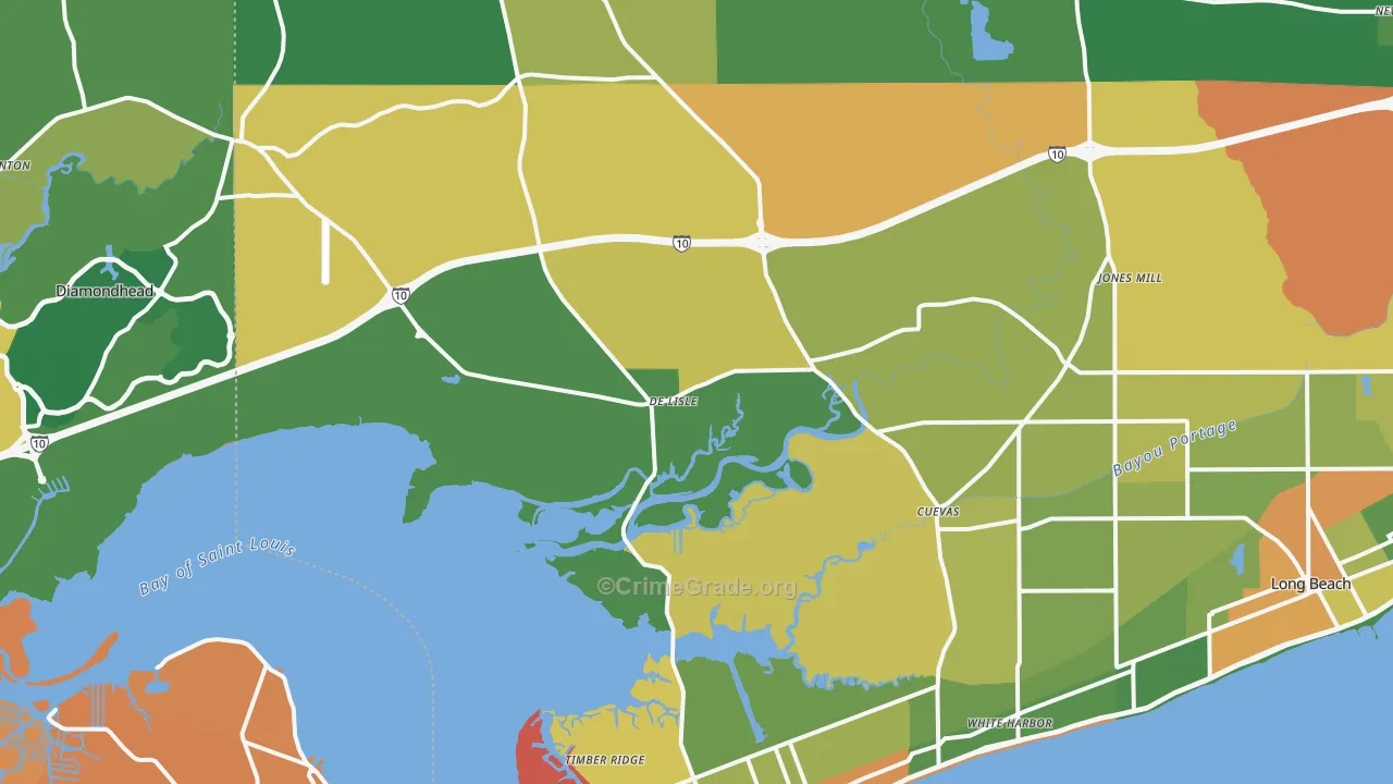 Pass Christian, MS Map of Burglary Rates