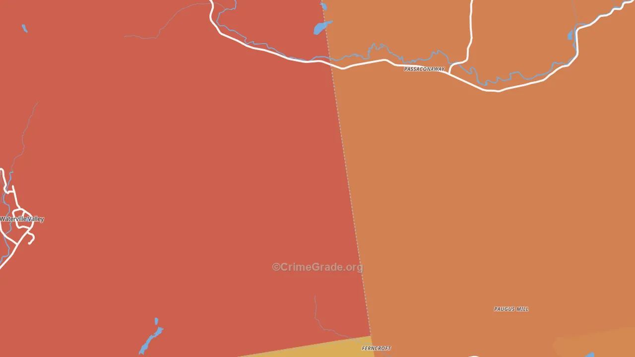 Passaconaway, NH Map of Burglary Rates