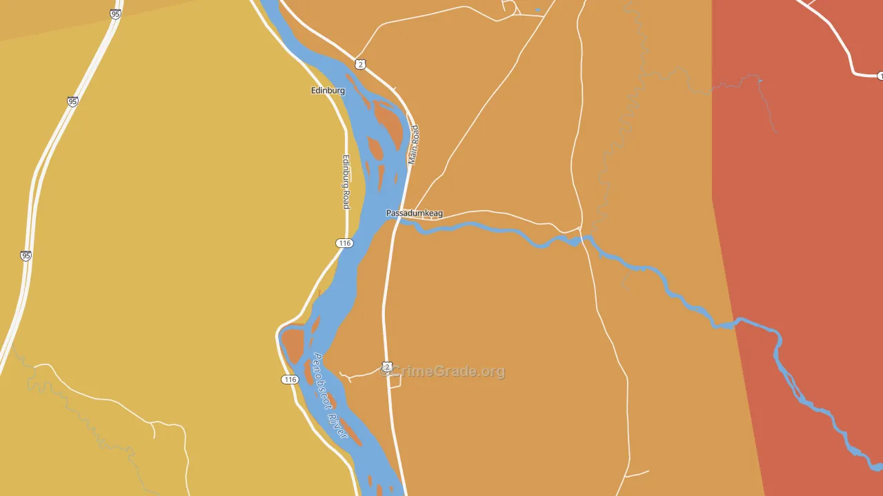 Passadumkeag, ME Map of Burglary Rates