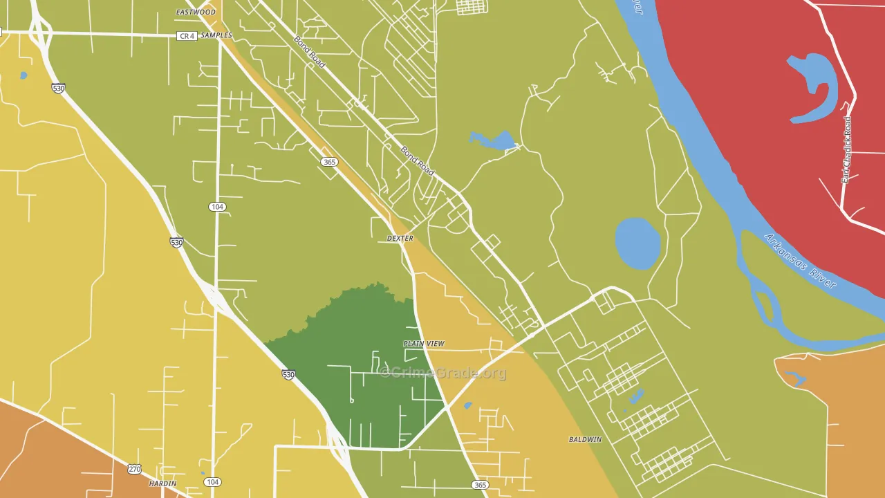 Pastoria, AR Map of Burglary Rates