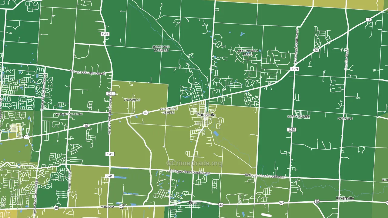 Pataskala, OH Map of Burglary Rates