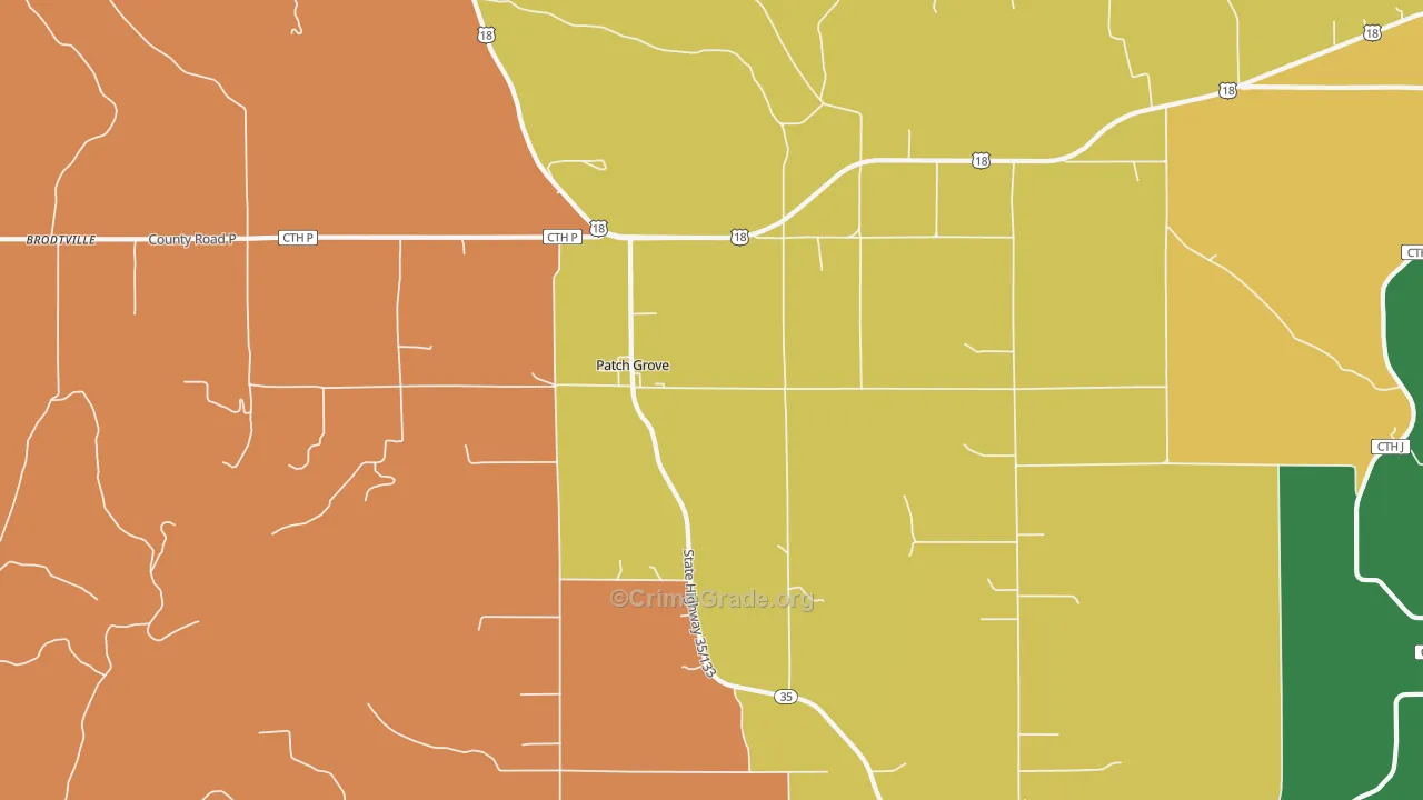 Patch Grove, WI Map of Burglary Rates