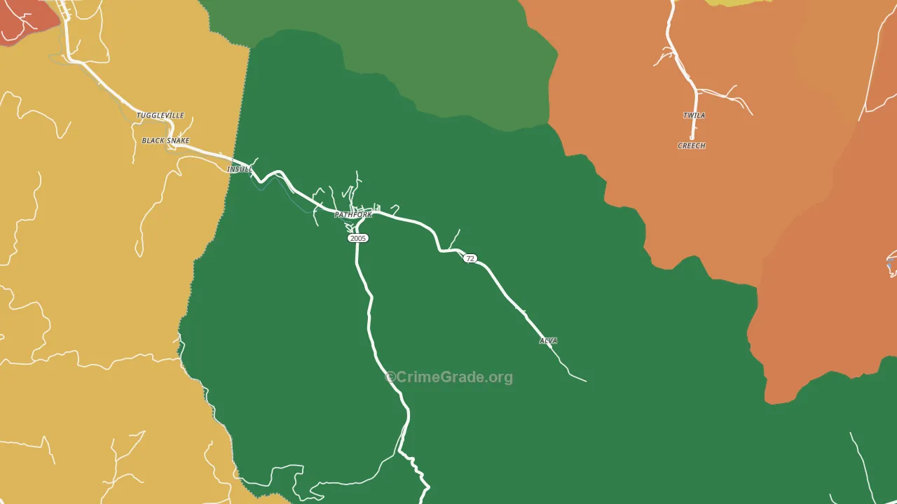 Pathfork, KY Map of Burglary Rates