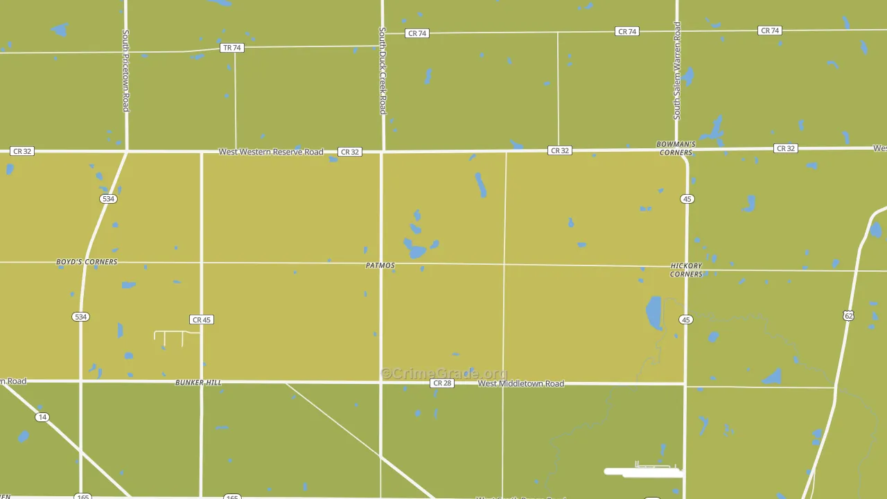 Patmos, OH Map of Burglary Rates