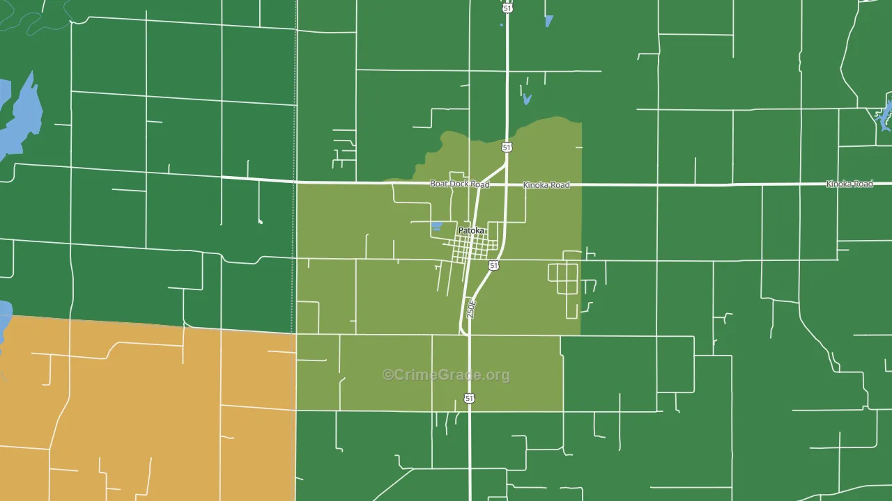 Patoka, IL Map of Burglary Rates