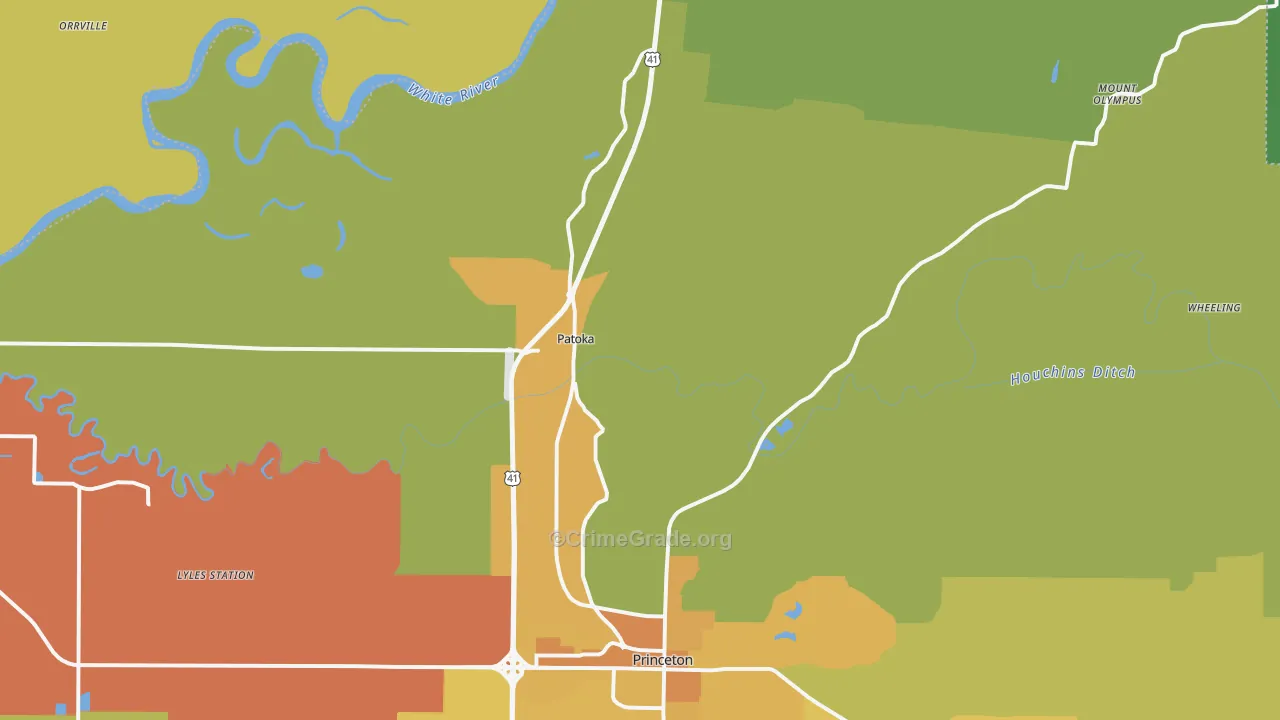 Patoka, IN Map of Burglary Rates