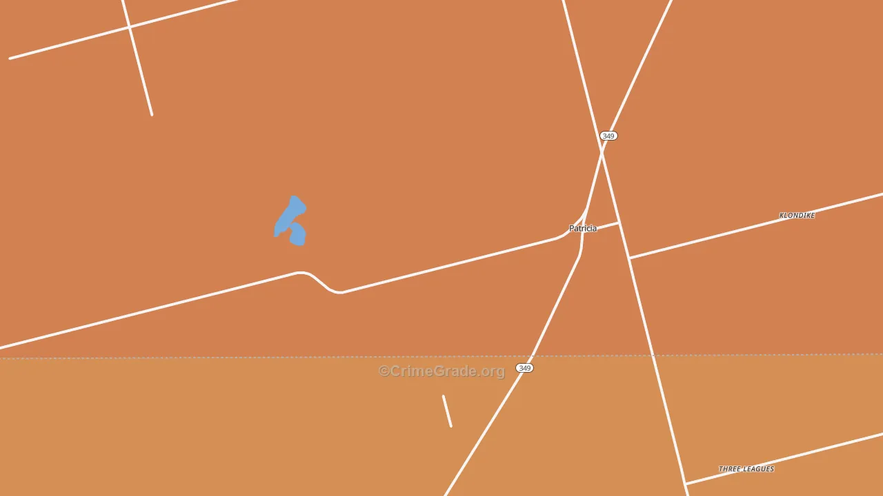 Patricia, TX Map of Burglary Rates