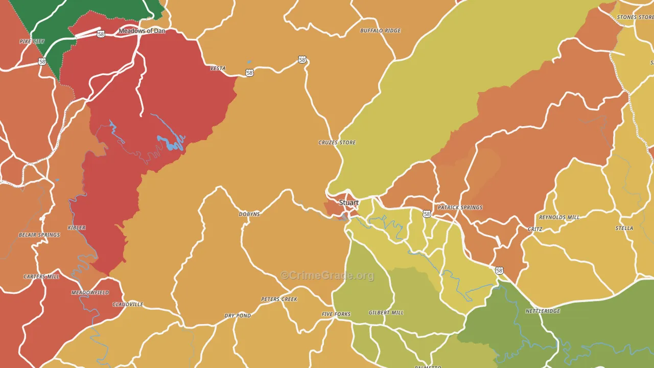 Patrick County, VA Map of Burglary Rates