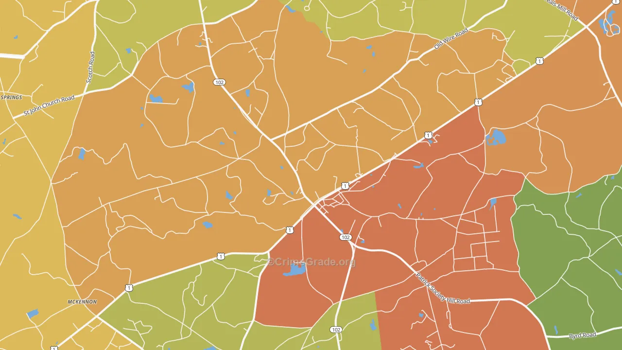 Patrick, SC Map of Burglary Rates