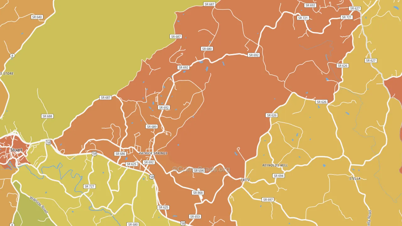 Patrick Springs, VA Map of Burglary Rates