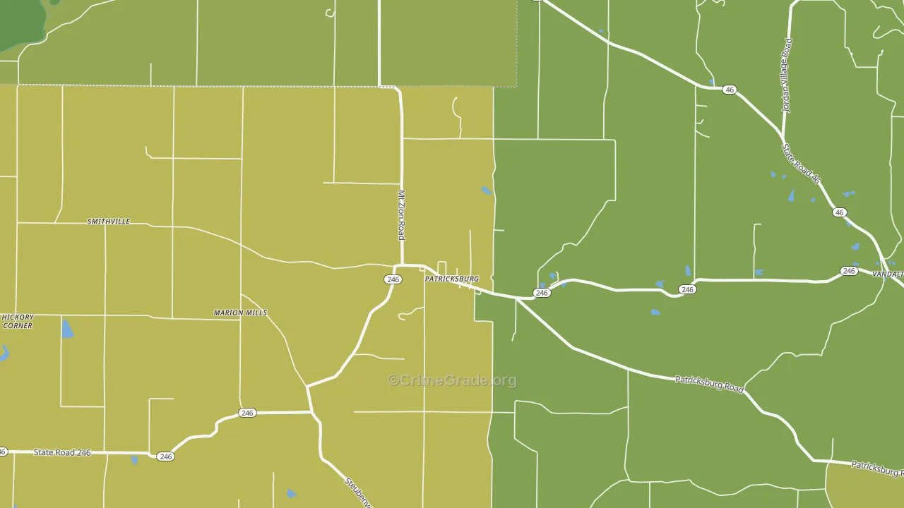 Patricksburg, IN Map of Burglary Rates
