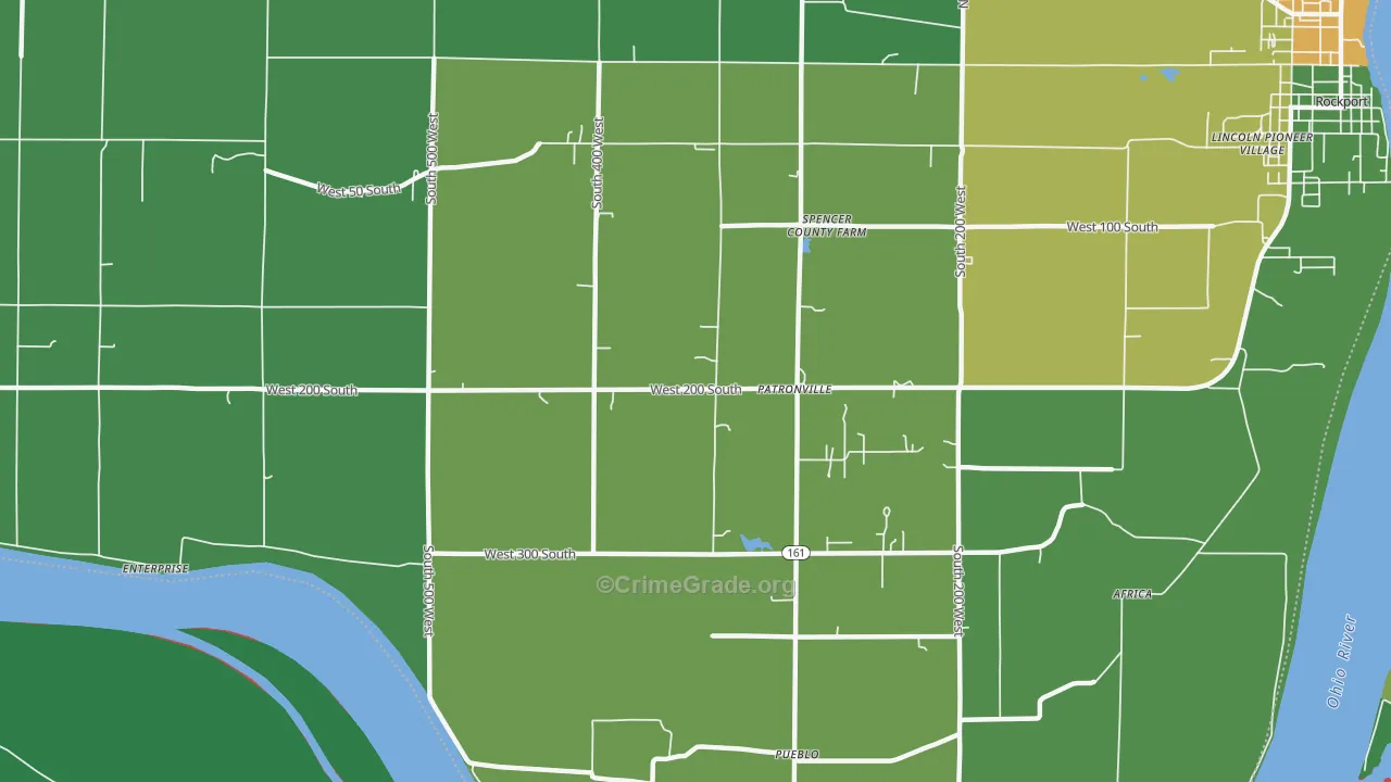 Patronville, IN Map of Burglary Rates