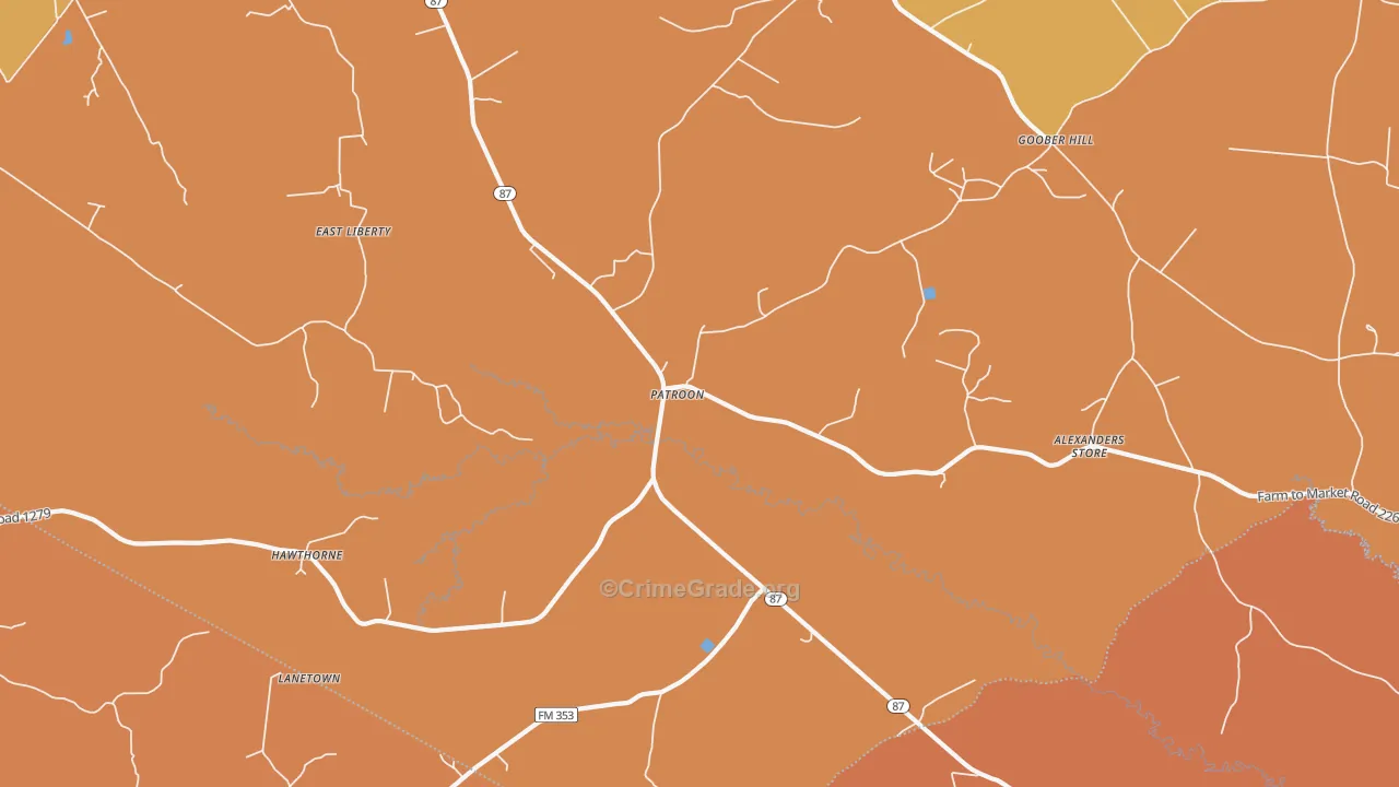 Patroon, TX Map of Burglary Rates
