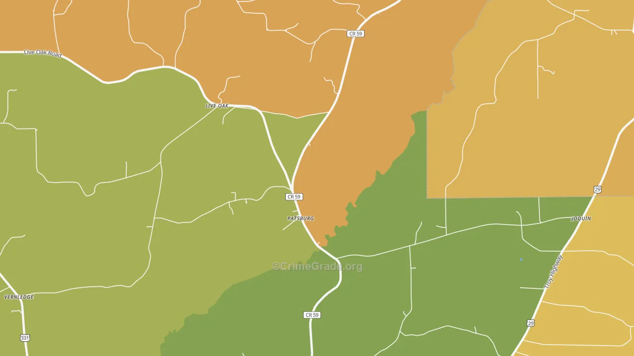 Patsburg, AL Map of Burglary Rates
