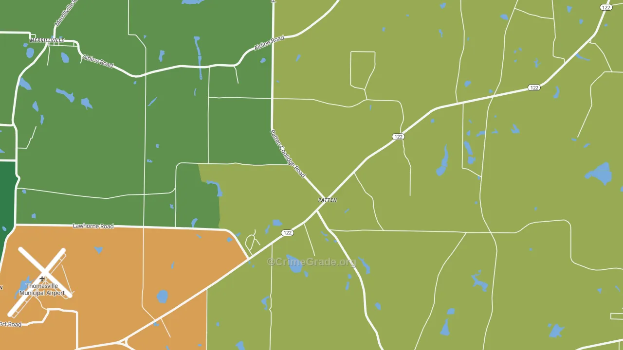 Patten, GA Map of Burglary Rates