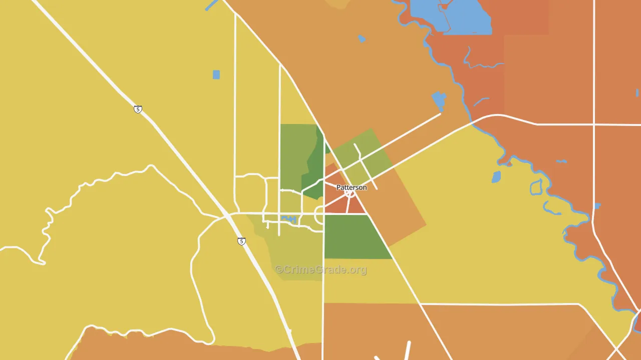 Patterson, CA Map of Burglary Rates