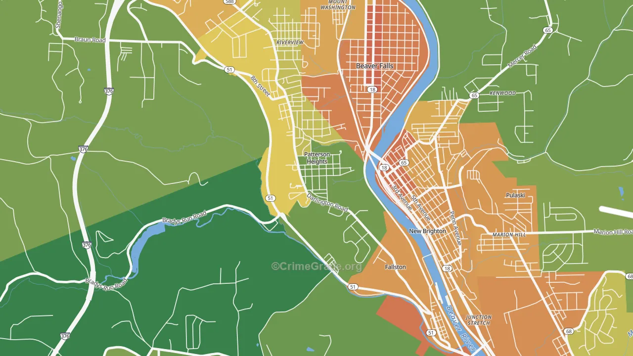 Patterson Heights, PA Map of Burglary Rates