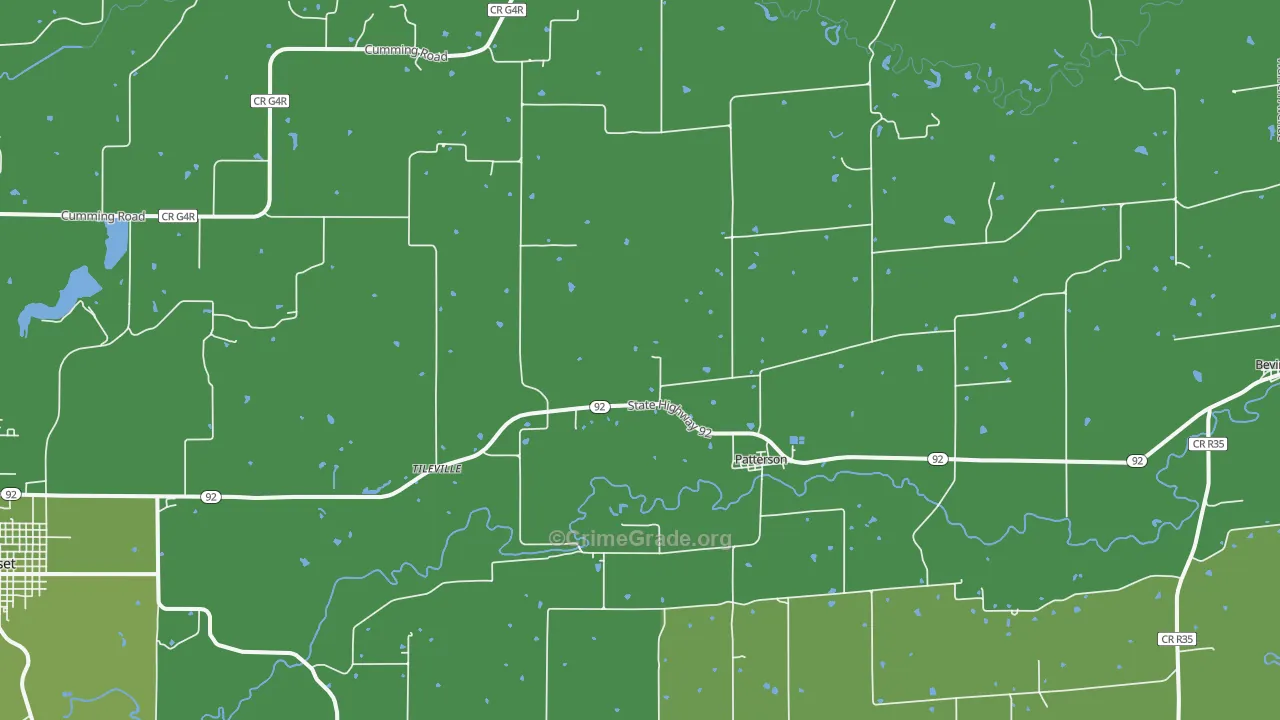 Patterson, IA Map of Burglary Rates