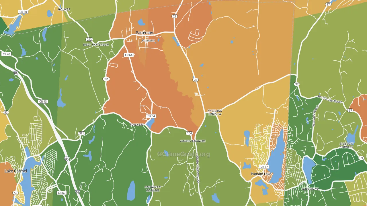 Patterson, NY Map of Burglary Rates