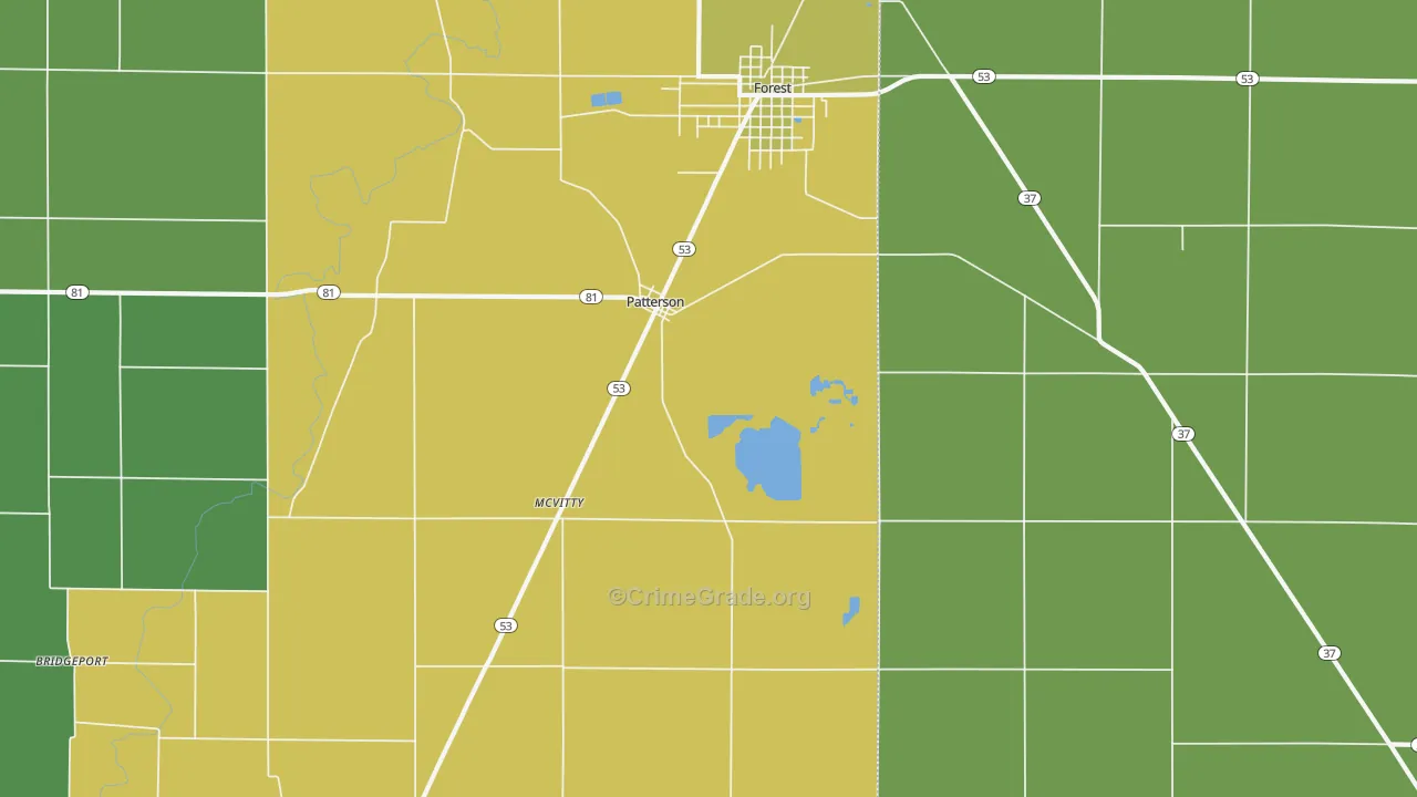 Patterson, OH Map of Burglary Rates