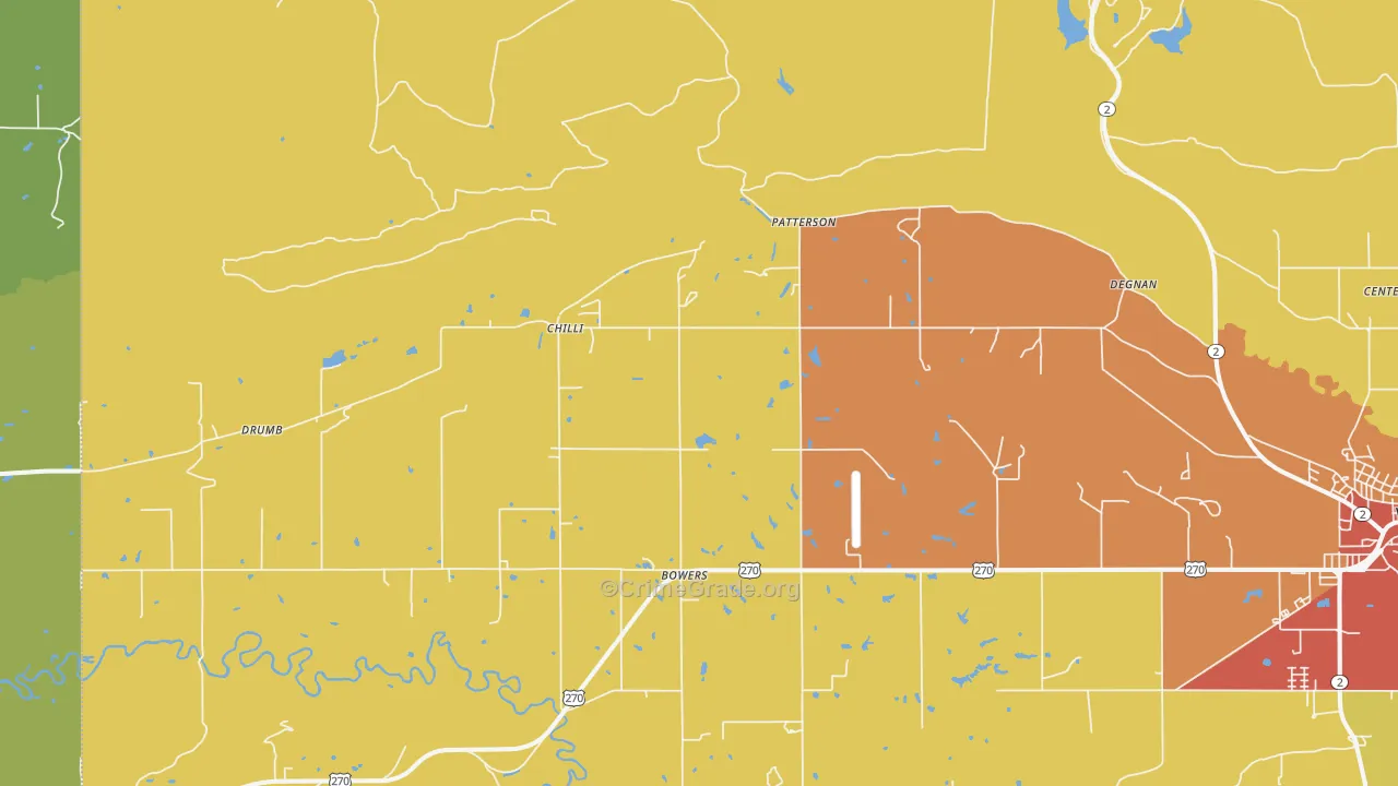 Patterson, OK Map of Burglary Rates