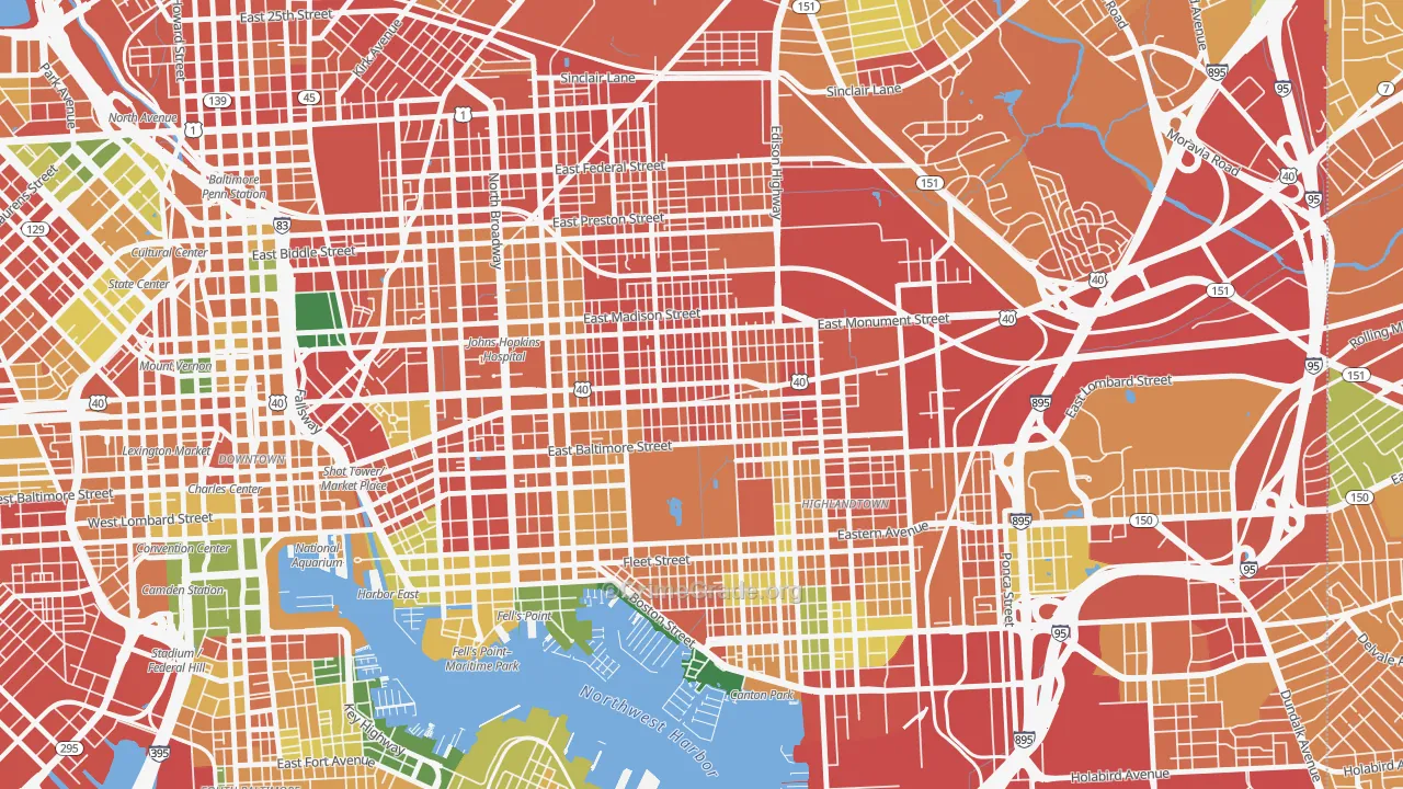 Patterson Park, Baltimore, MD Map of Burglary Rates