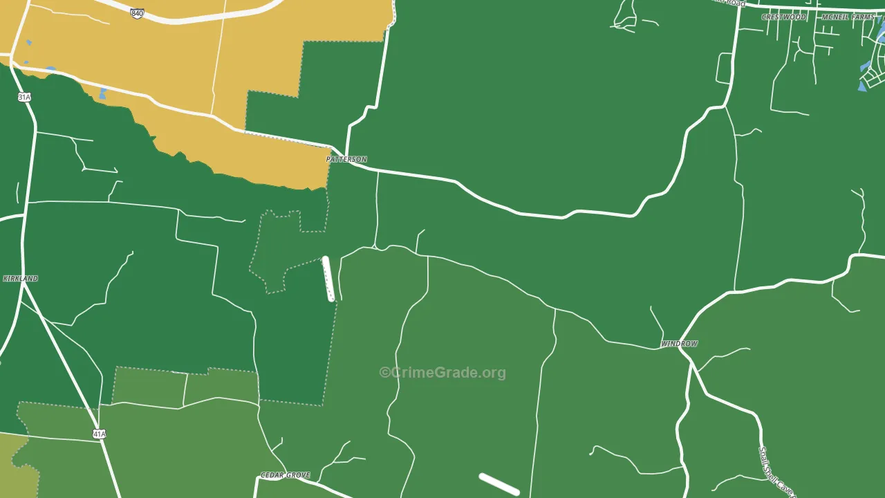 Patterson, TN Map of Burglary Rates