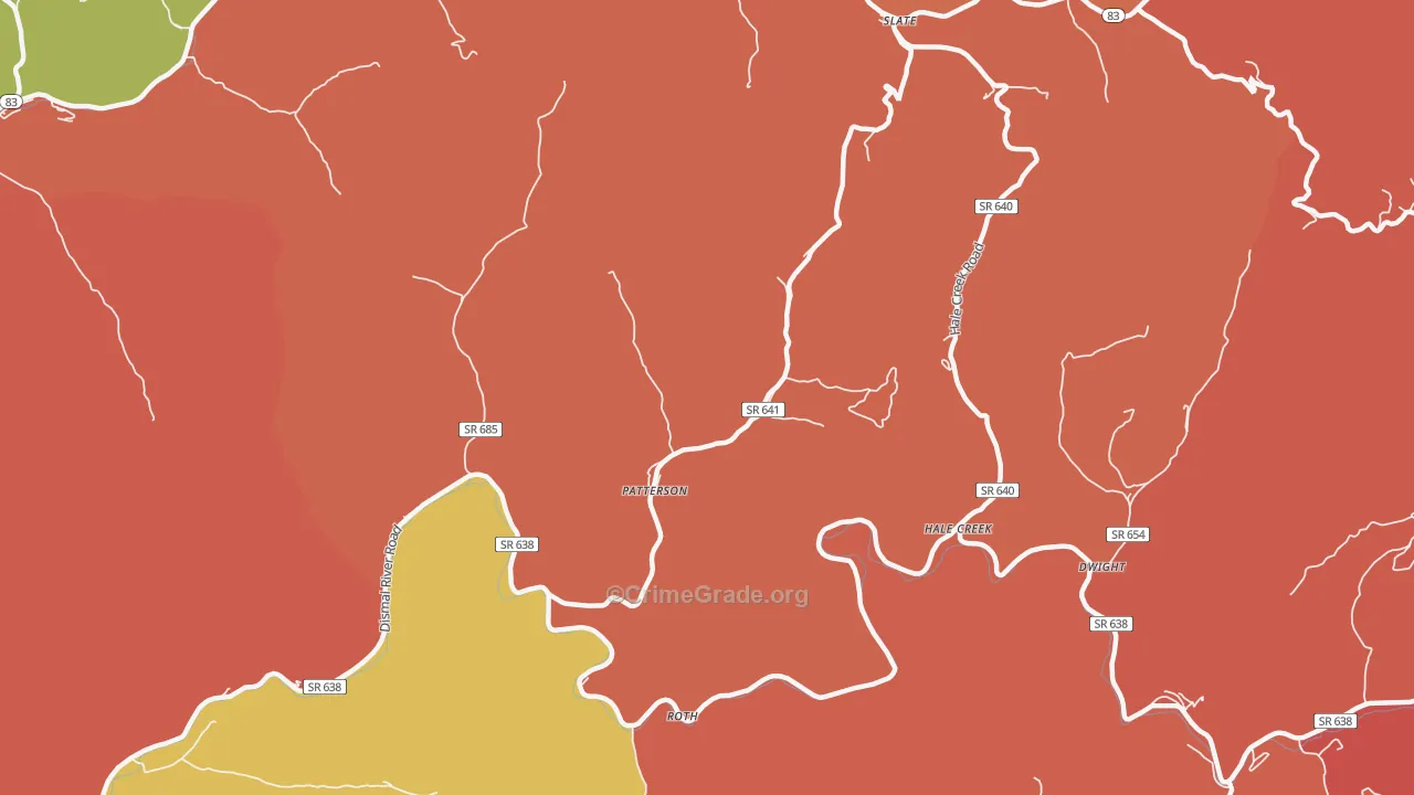 Patterson, VA Map of Burglary Rates