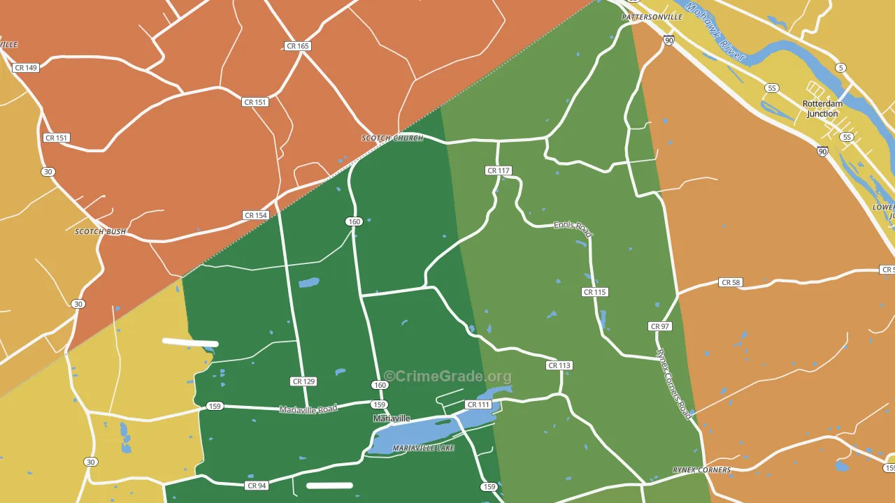 Pattersonville, NY Map of Burglary Rates