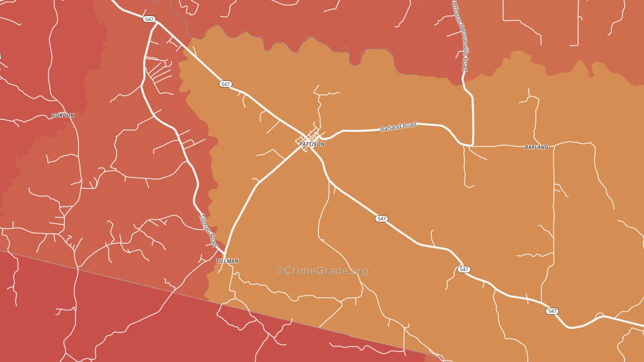 Pattison, MS Map of Burglary Rates
