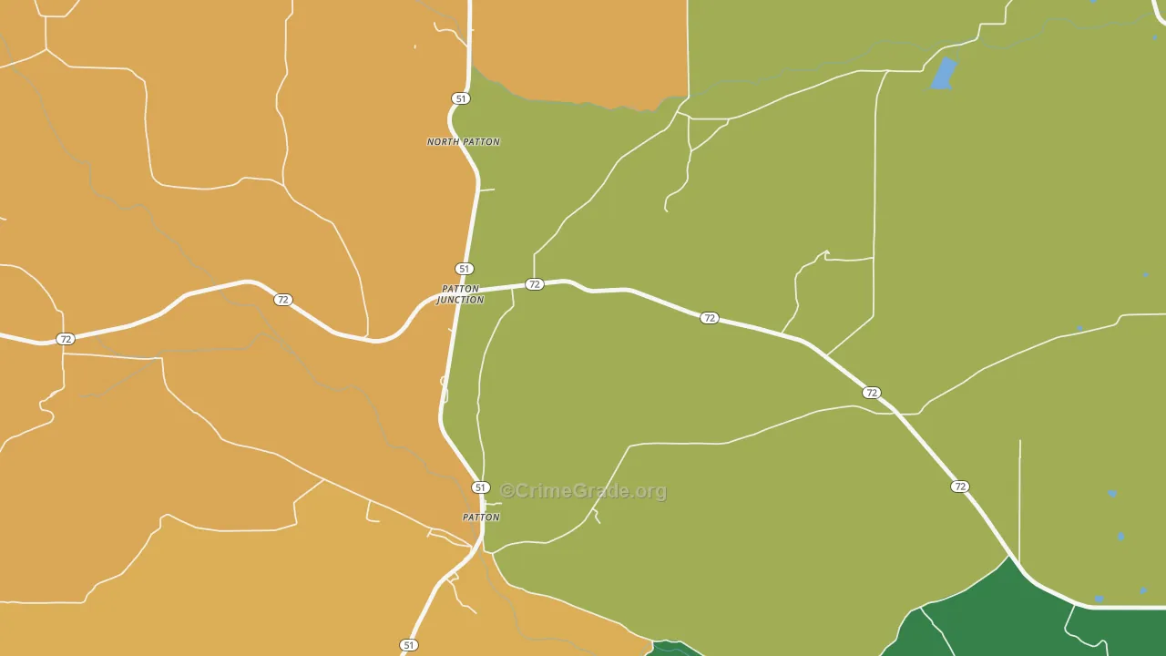 Patton Junction, MO Map of Burglary Rates