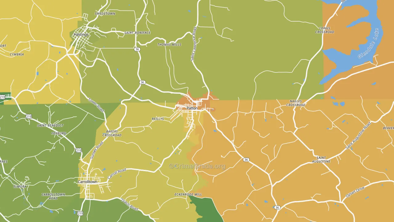 Patton, PA Map of Burglary Rates