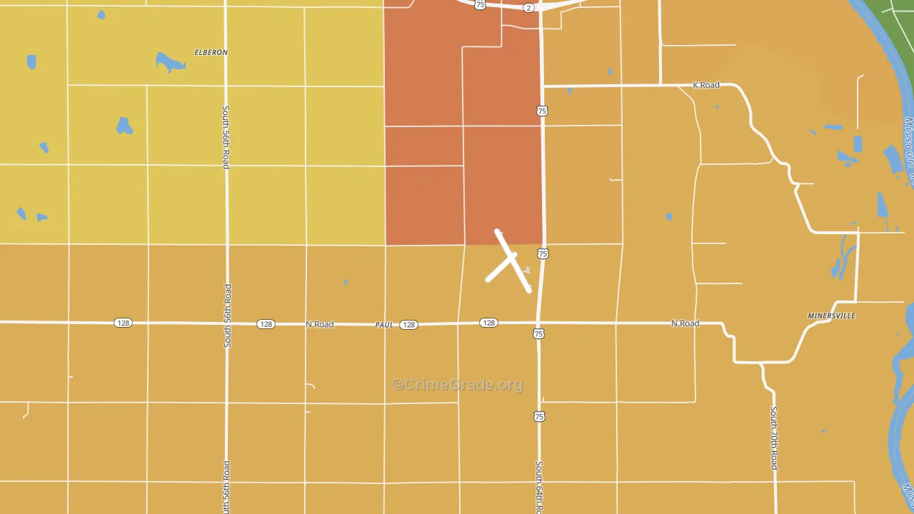 Paul, NE Map of Burglary Rates