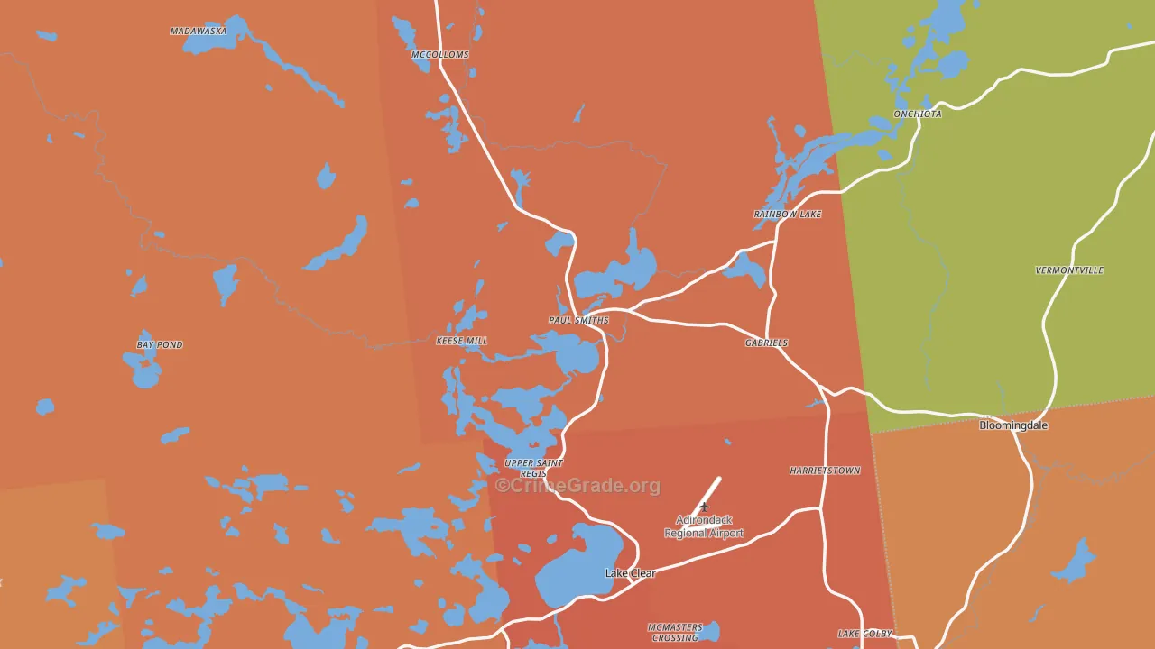 Paul Smiths, NY Map of Burglary Rates