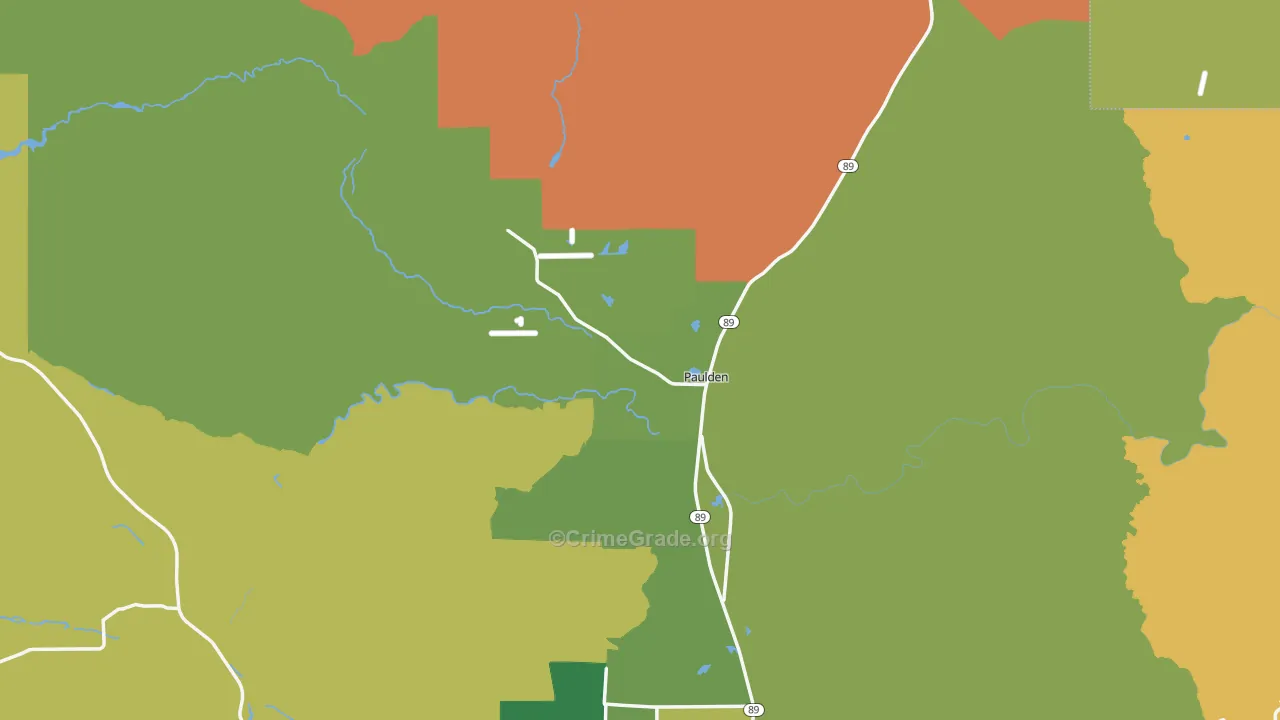 Paulden, AZ Map of Burglary Rates