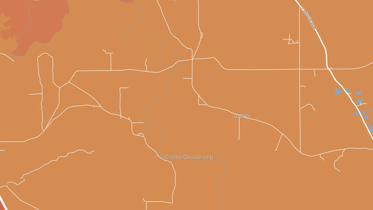 Paulette, MS Map of Burglary Rates